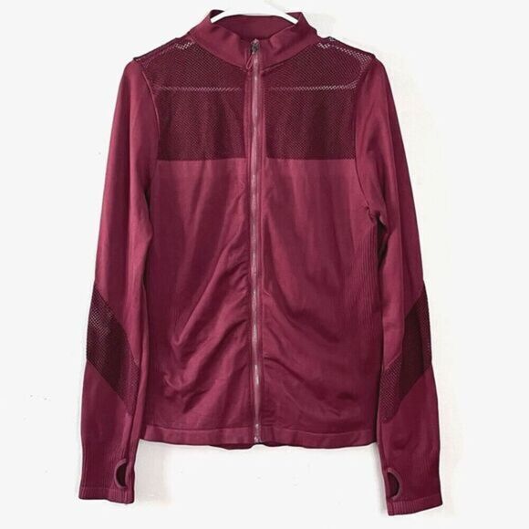 C & C California Full Zip Athletic Jacket Burgundy Size L Mesh Detail Slim Fit - Picture 1 of 10